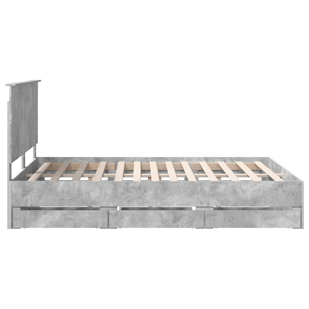 vidaXL Ramka łóżka Betonowy szary 150 x 200 cm Drewno inżynieryjne