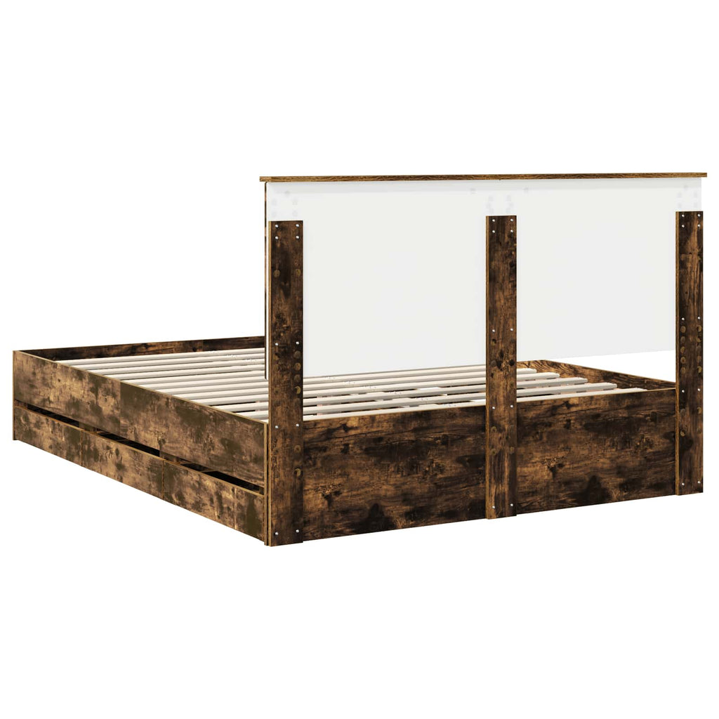 vidaXL Ramka łóżka Dąb wędzony 150 x 200 cm Drewno inżynieryjne