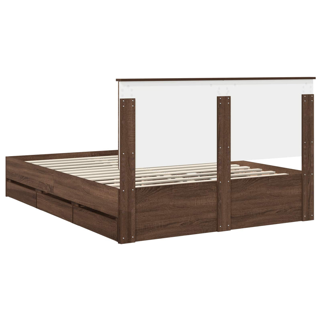 vidaXL Ramka łóżka Brązowy dąb 150 x 200 cm Drewno inżynieryjne