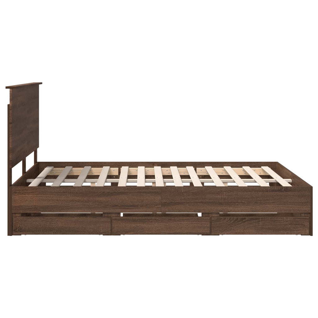 vidaXL Ramka łóżka Brązowy dąb 150 x 200 cm Drewno inżynieryjne