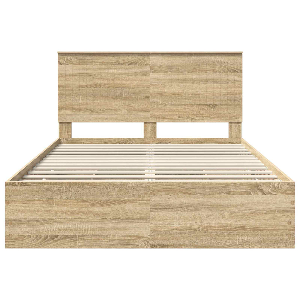 vidaXL Ramka łóżka Dąb Sonoma 140 x 200 cm Drewno inżynieryjne