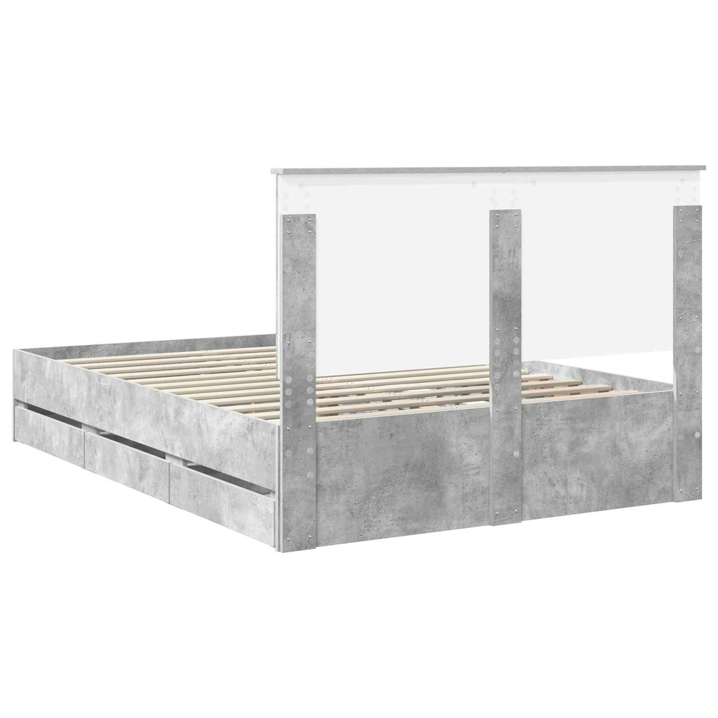 vidaXL Ramka łóżka Betonowy szary 140 x 200 cm Drewno inżynieryjne