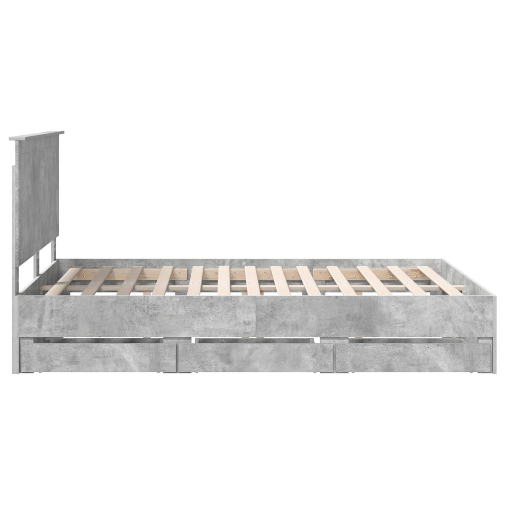 vidaXL Ramka łóżka Betonowy szary 140 x 200 cm Drewno inżynieryjne