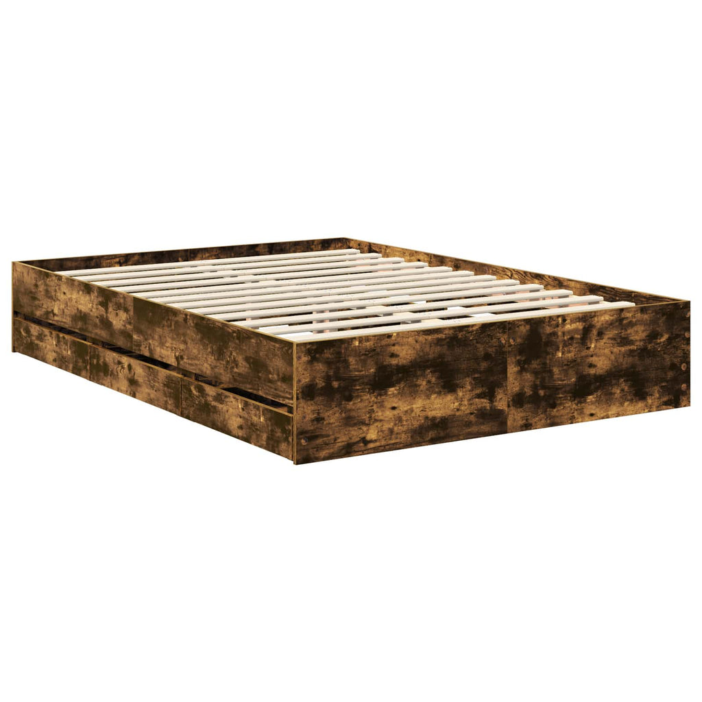 vidaXL Ramka łóżka Dąb wędzony 140 x 200 cm Drewno inżynieryjne