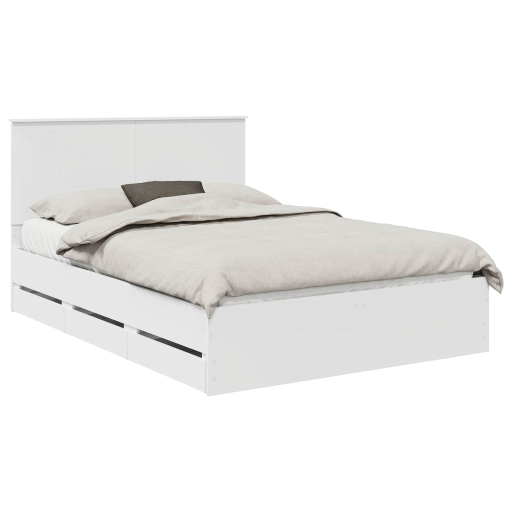 vidaXL Ramka łóżka z szufladą Biały 140 x 190 cm Drewno inżynieryjne