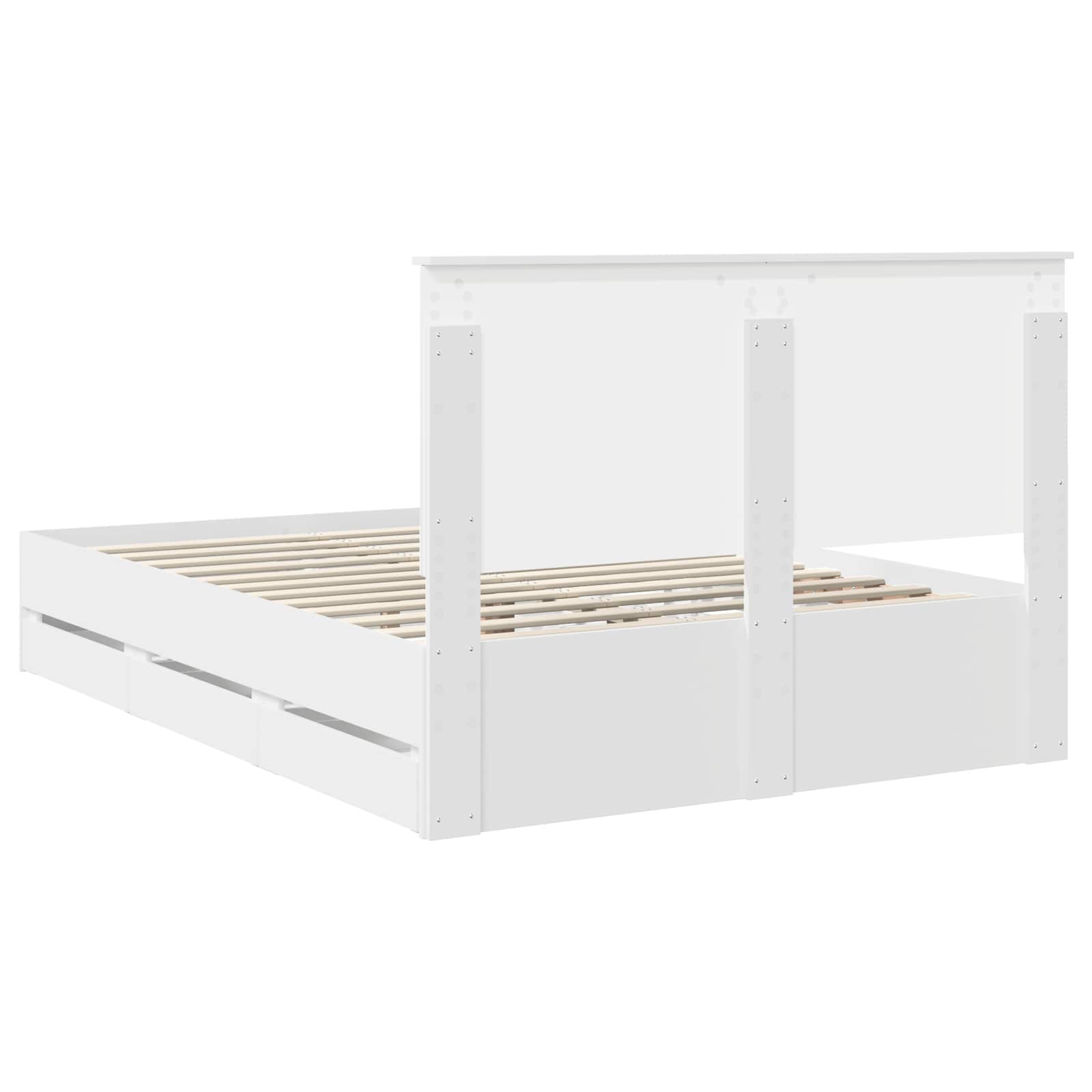 vidaXL Ramka łóżka z szufladą Biały 140 x 190 cm Drewno inżynieryjne