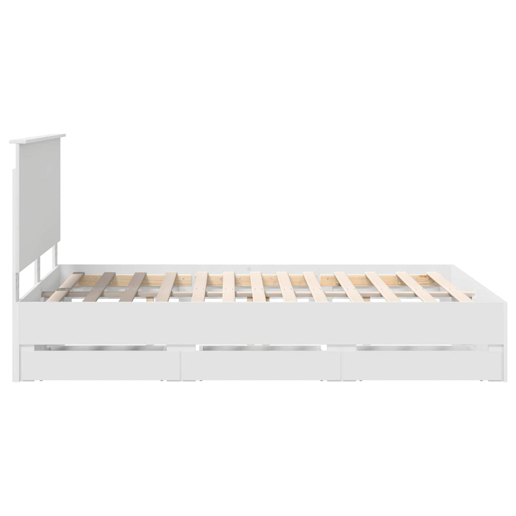 vidaXL Ramka łóżka z szufladą Biały 140 x 190 cm Drewno inżynieryjne