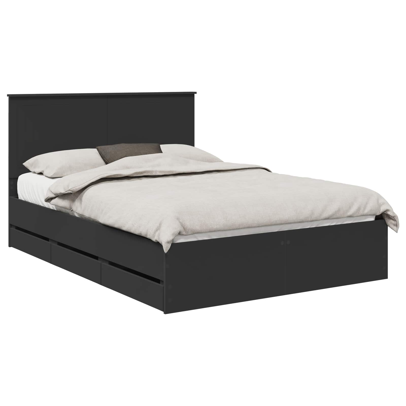 vidaXL Ramka łóżka z szufladą Czarny 140 x 190 cm Drewno inżynieryjne