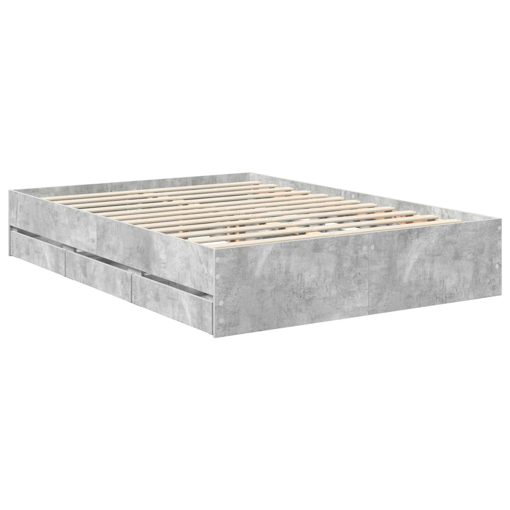vidaXL Ramka łóżka Betonowy szary 140 x 190 cm Drewno inżynieryjne