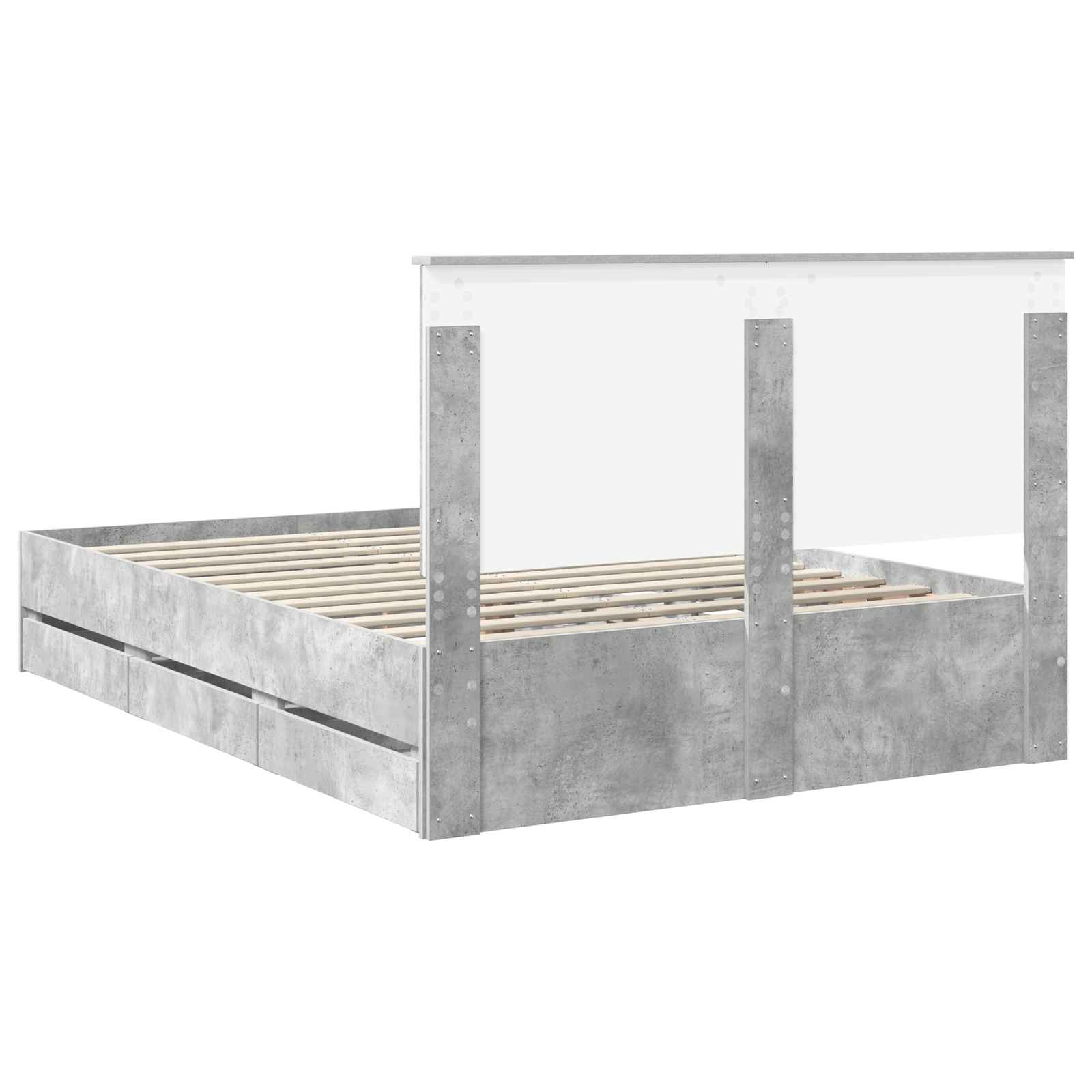 vidaXL Ramka łóżka Betonowy szary 140 x 190 cm Drewno inżynieryjne