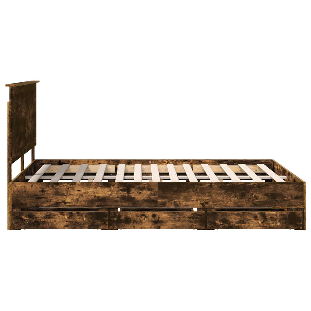 vidaXL Ramka łóżka Dąb wędzony 140 x 190 cm Drewno inżynieryjne