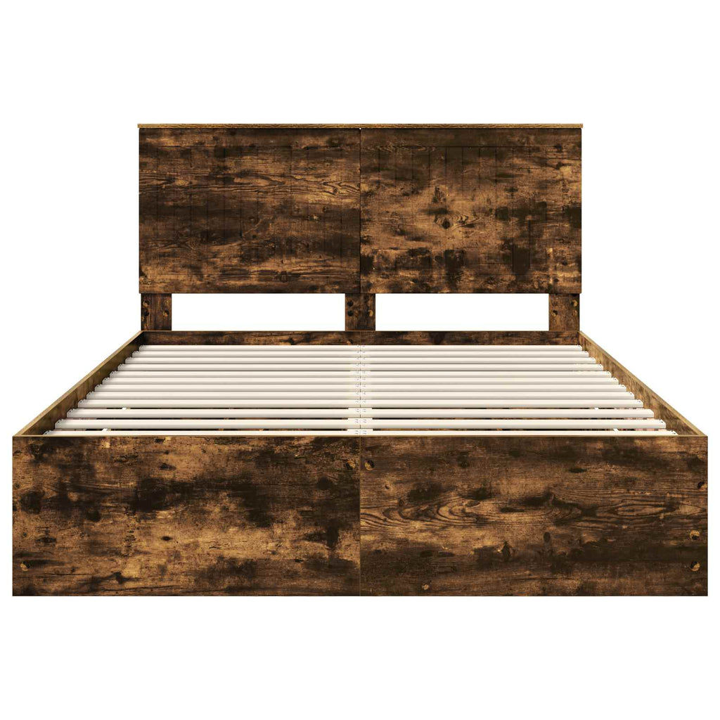 vidaXL Ramka łóżka Dąb wędzony 135 x 190 cm Drewno inżynieryjne