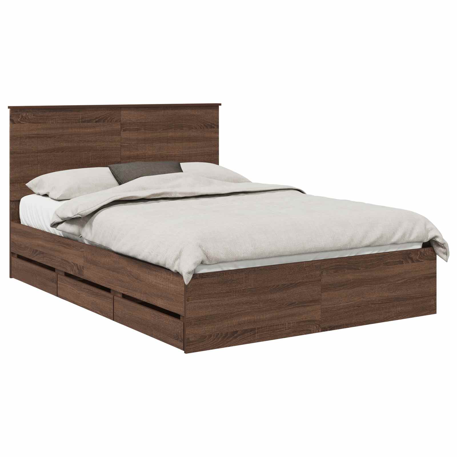 vidaXL Ramka łóżka Brązowy dąb 135 x 190 cm Drewno inżynieryjne