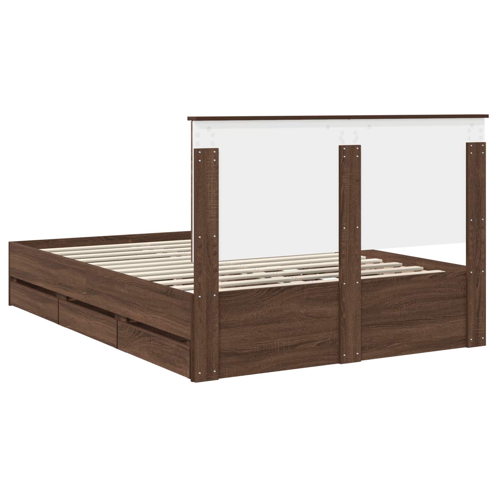 vidaXL Ramka łóżka Brązowy dąb 135 x 190 cm Drewno inżynieryjne