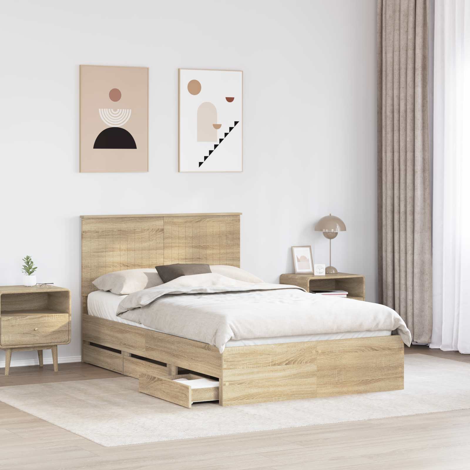 vidaXL Ramka łóżka Dąb Sonoma 120 x 200 cm Drewno inżynieryjne