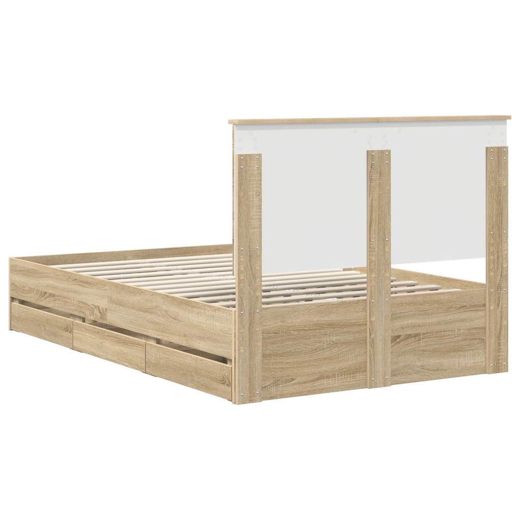 vidaXL Ramka łóżka Dąb Sonoma 120 x 200 cm Drewno inżynieryjne