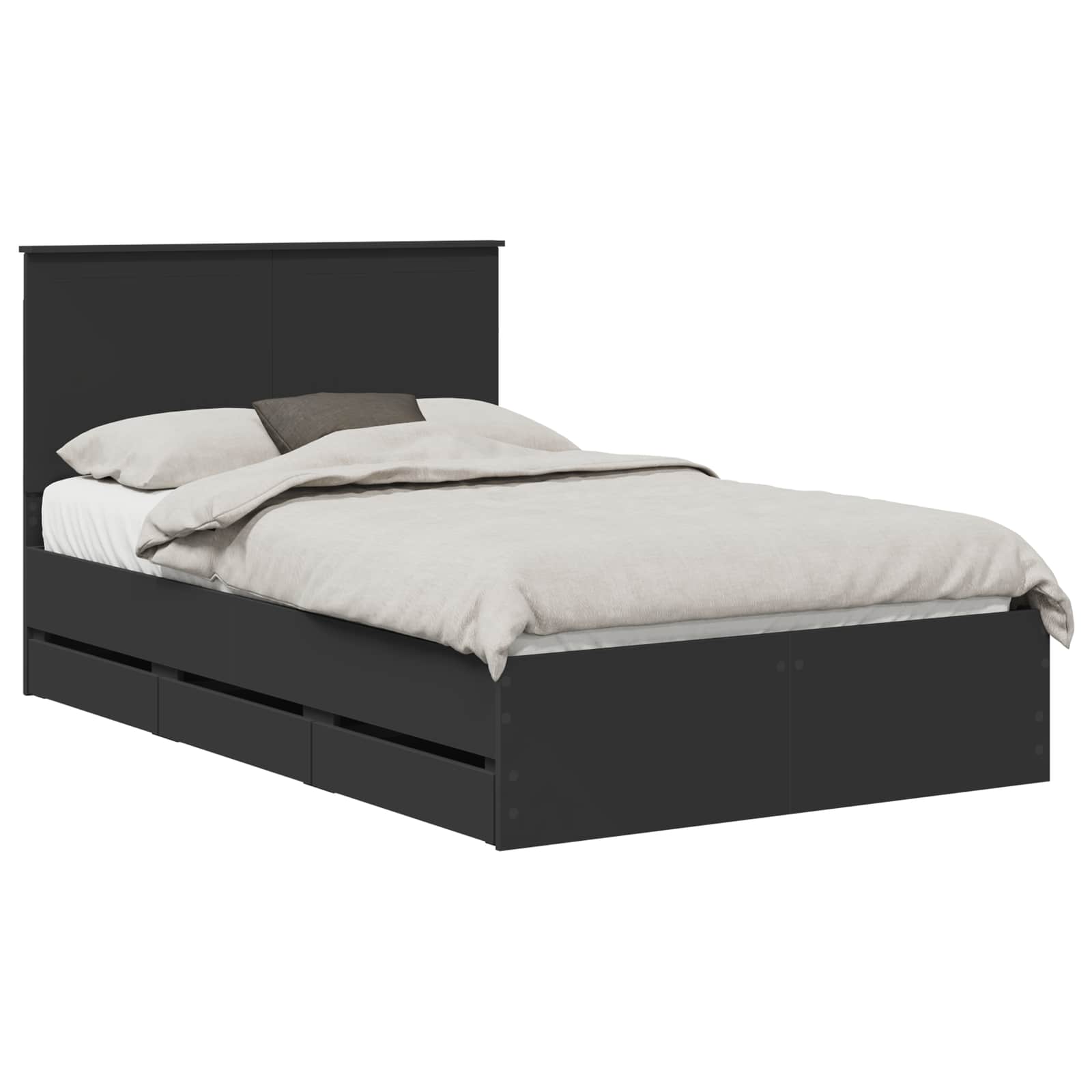 vidaXL Ramka łóżka z szufladą Czarny 120 x 190 cm Drewno inżynieryjne