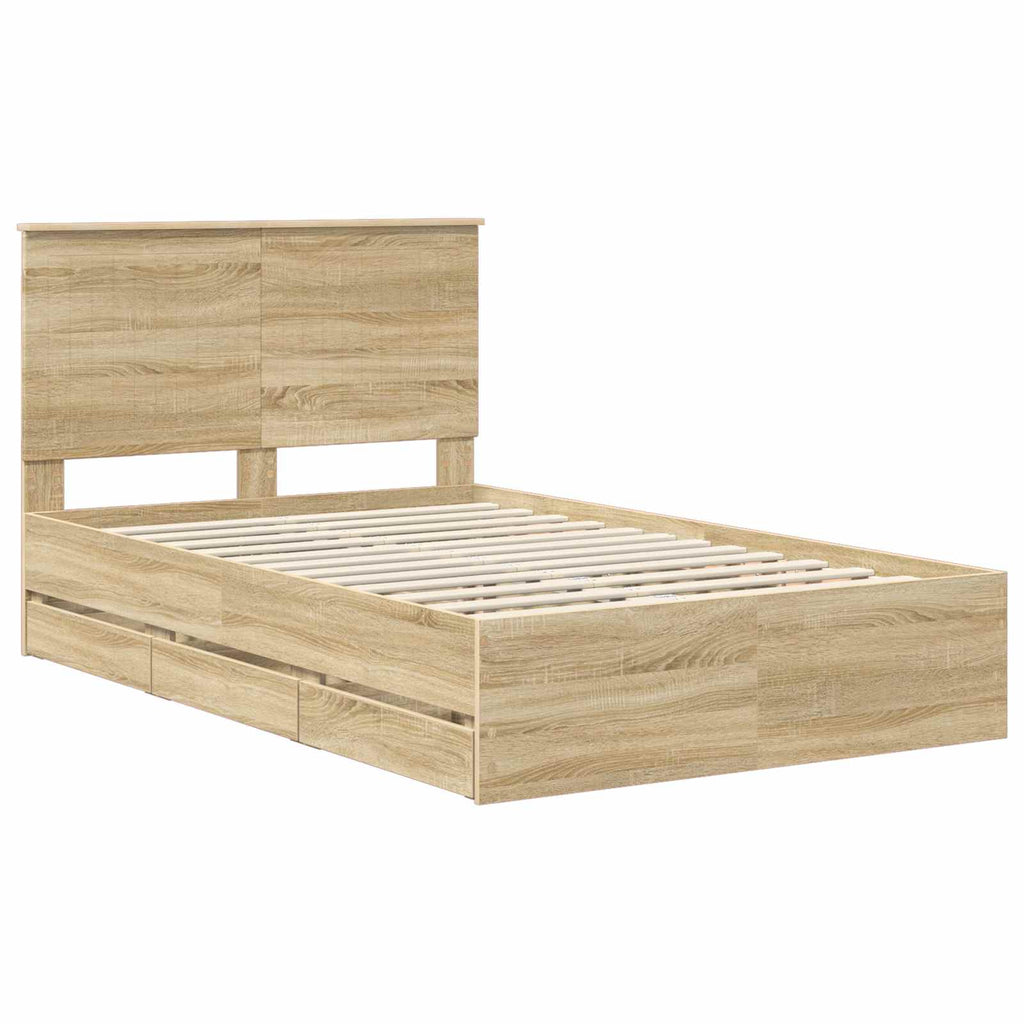 vidaXL Ramka łóżka Dąb Sonoma 120 x 190 cm Drewno inżynieryjne