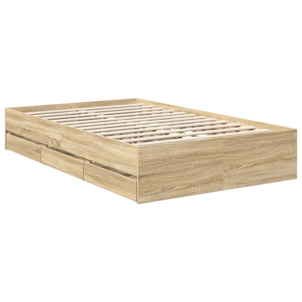 vidaXL Ramka łóżka Dąb Sonoma 120 x 190 cm Drewno inżynieryjne
