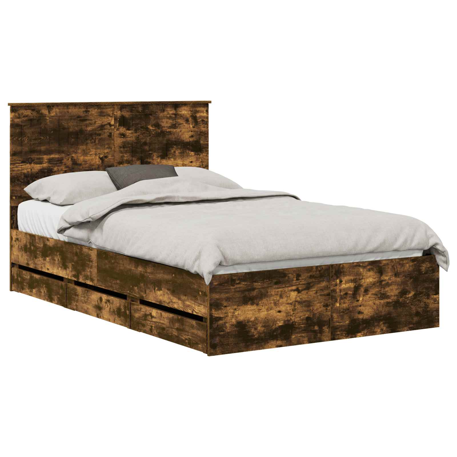 vidaXL Ramka łóżka Dąb wędzony 120 x 190 cm Drewno inżynieryjne
