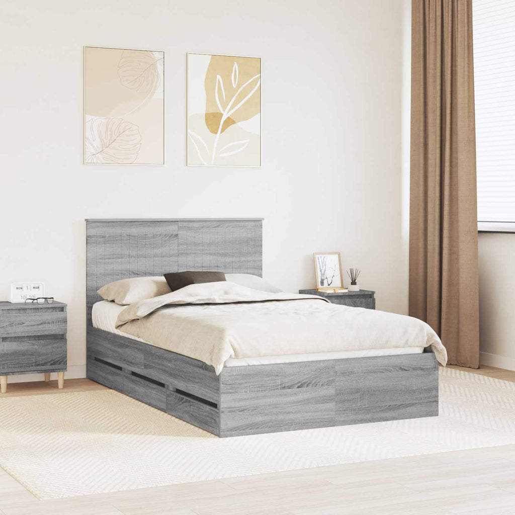 vidaXL Ramka łóżka Szary Sonoma 120 x 190 cm Drewno inżynieryjne