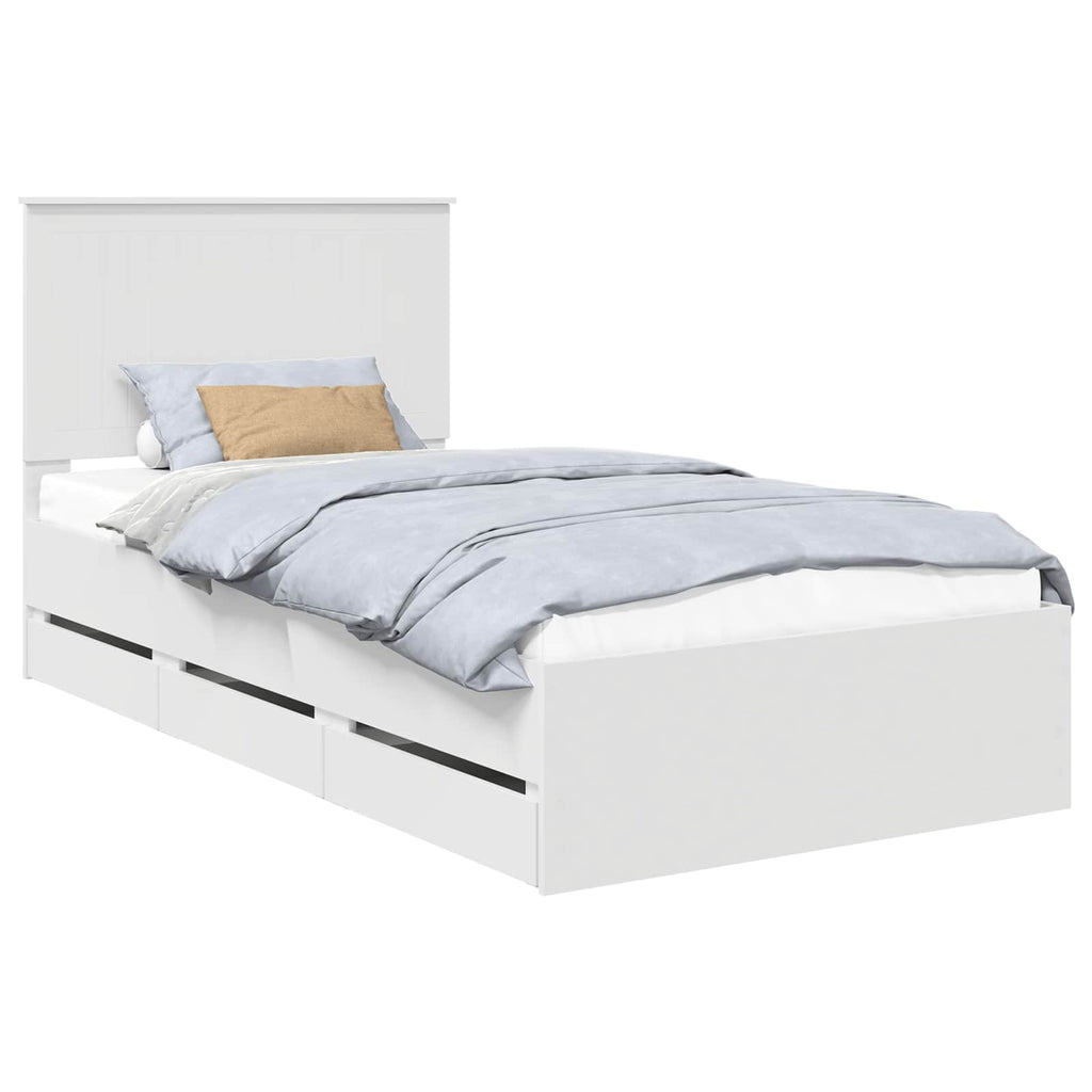 vidaXL Ramka łóżka z szufladą Biały 100 x 200 cm Drewno inżynieryjne