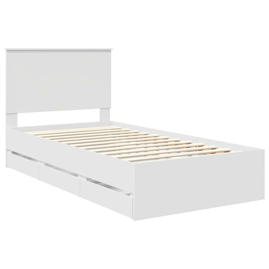 vidaXL Ramka łóżka z szufladą Biały 100 x 200 cm Drewno inżynieryjne