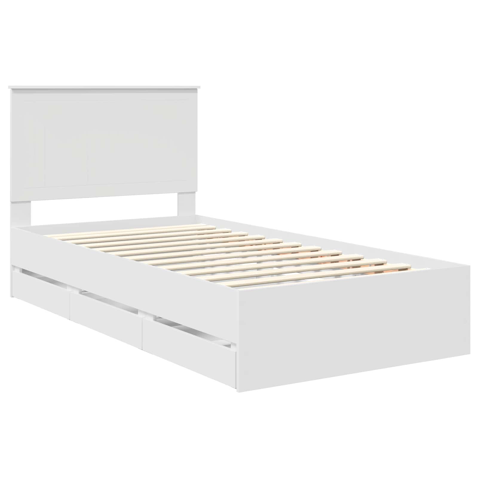 vidaXL Ramka łóżka z szufladą Biały 100 x 200 cm Drewno inżynieryjne