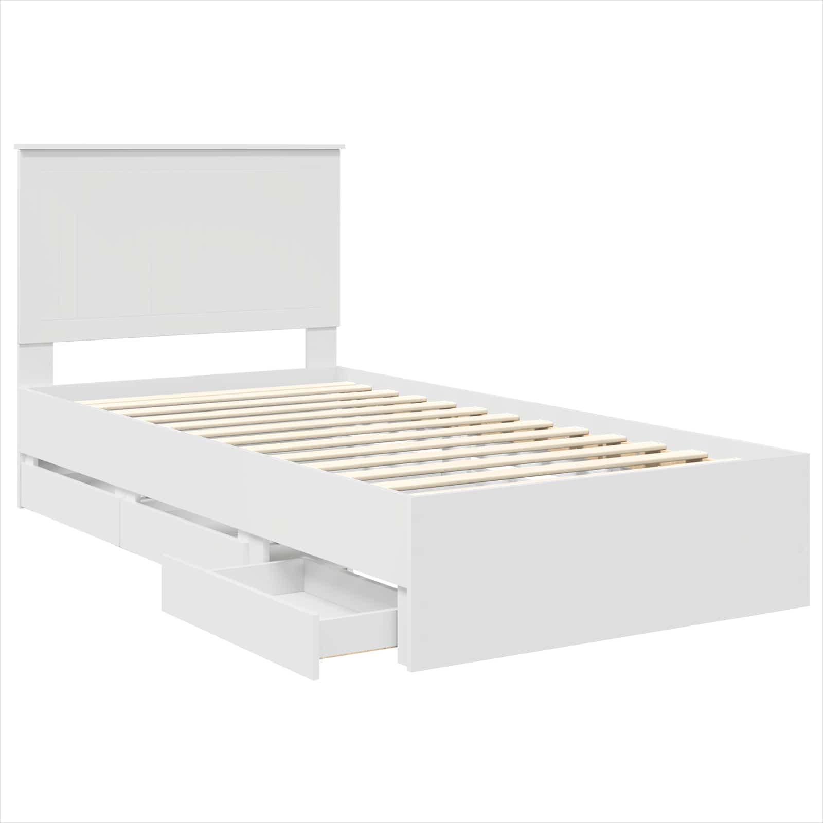 vidaXL Ramka łóżka z szufladą Biały 100 x 200 cm Drewno inżynieryjne
