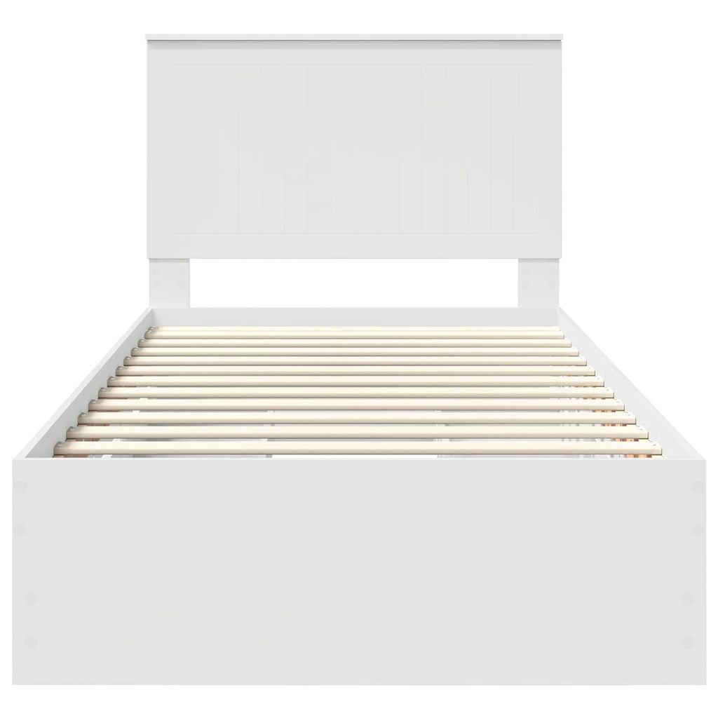 vidaXL Ramka łóżka z szufladą Biały 100 x 200 cm Drewno inżynieryjne