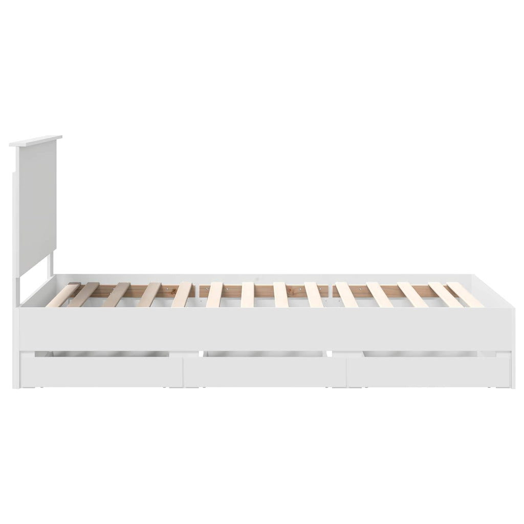 vidaXL Ramka łóżka z szufladą Biały 100 x 200 cm Drewno inżynieryjne