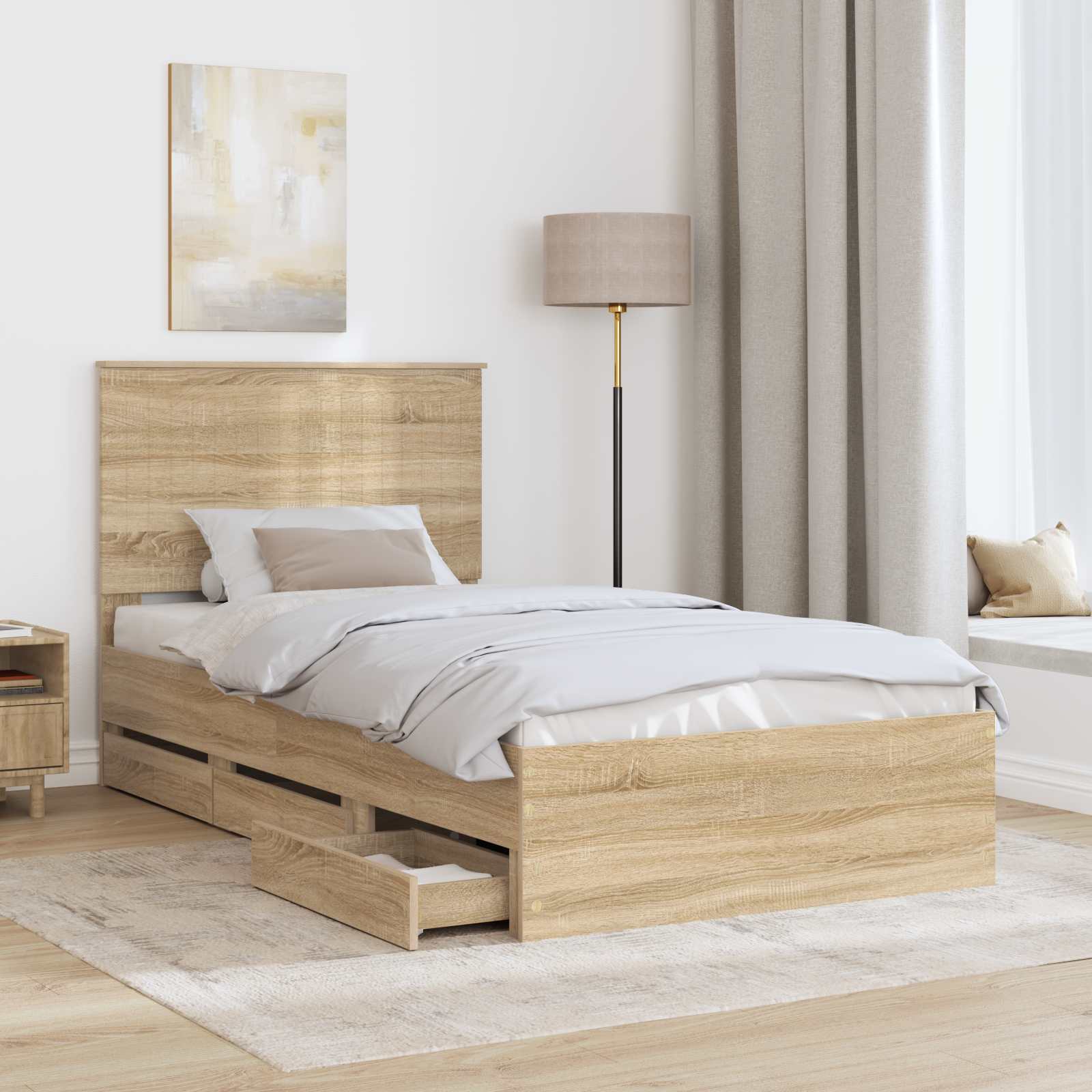 vidaXL Ramka łóżka Dąb Sonoma 100 x 200 cm Drewno inżynieryjne