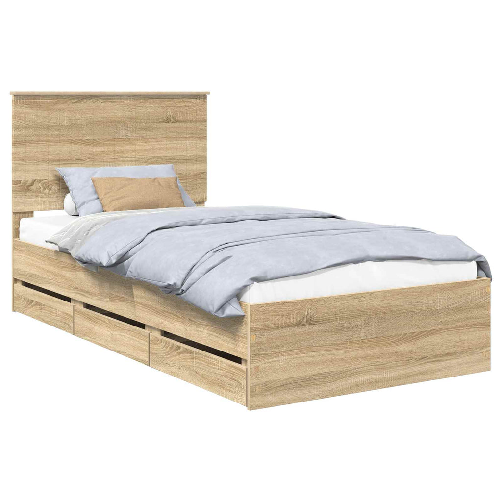 vidaXL Ramka łóżka Dąb Sonoma 100 x 200 cm Drewno inżynieryjne