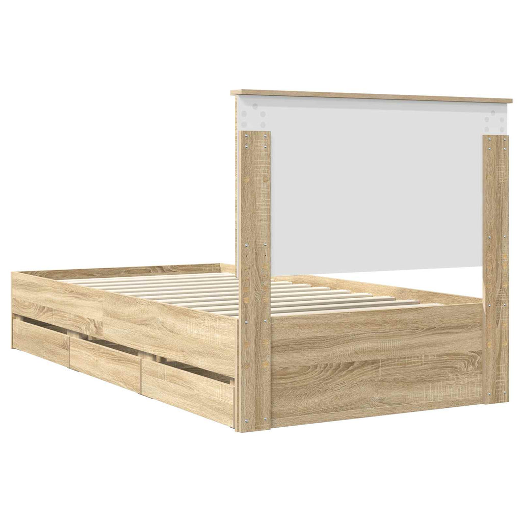vidaXL Ramka łóżka Dąb Sonoma 100 x 200 cm Drewno inżynieryjne