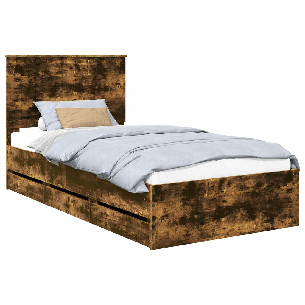 vidaXL Ramka łóżka Dąb wędzony 100 x 200 cm Drewno inżynieryjne