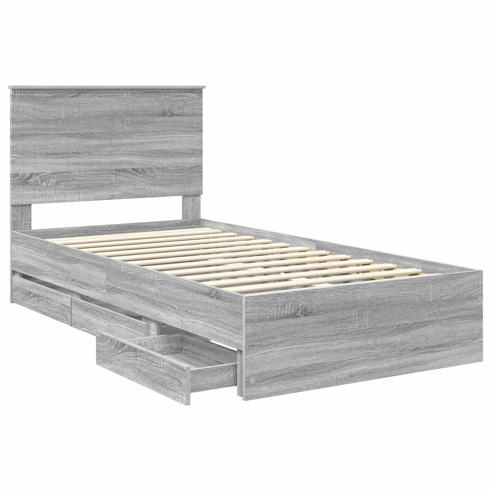 vidaXL Ramka łóżka Szary Sonoma 100 x 200 cm Drewno inżynieryjne