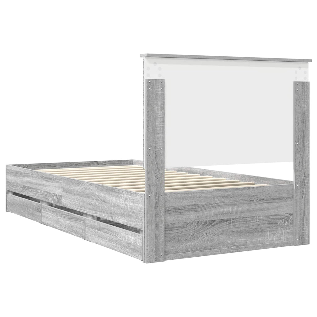 vidaXL Ramka łóżka Szary Sonoma 100 x 200 cm Drewno inżynieryjne