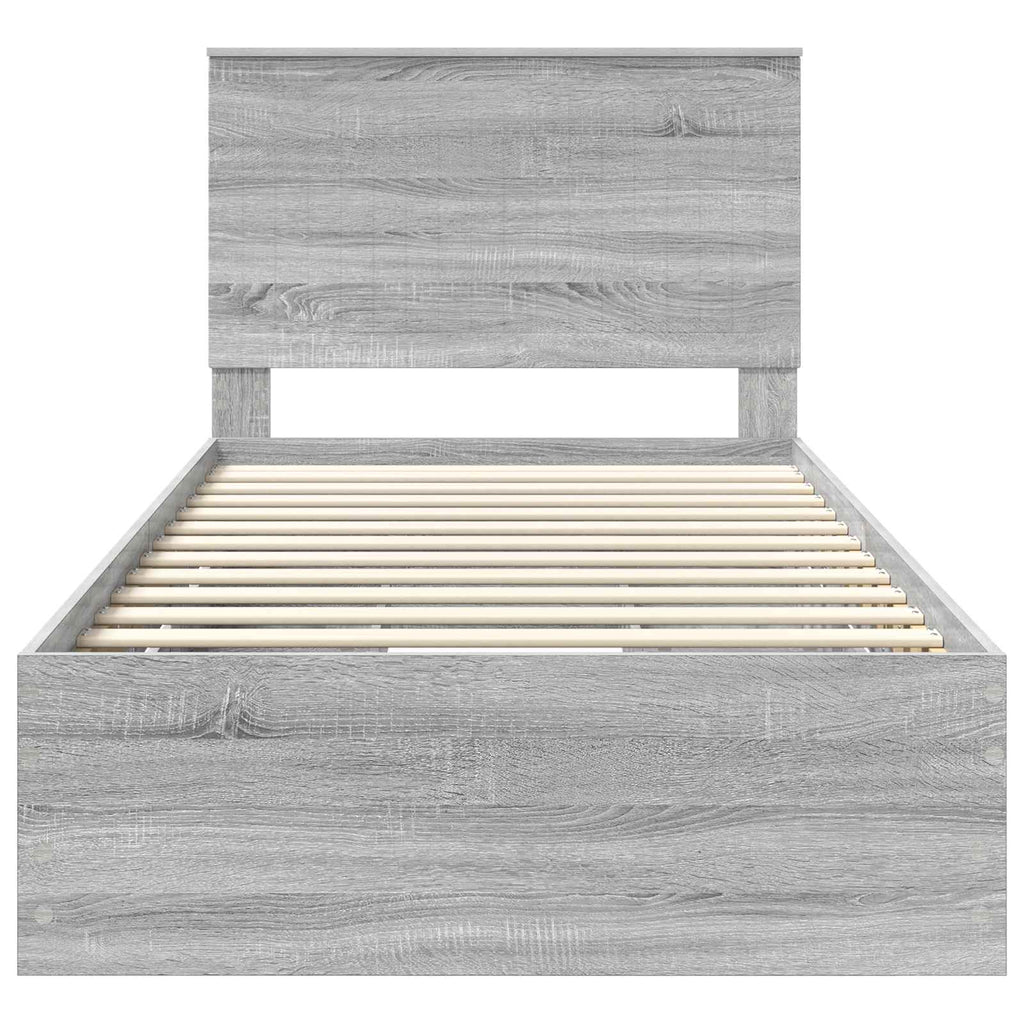 vidaXL Ramka łóżka Szary Sonoma 100 x 200 cm Drewno inżynieryjne