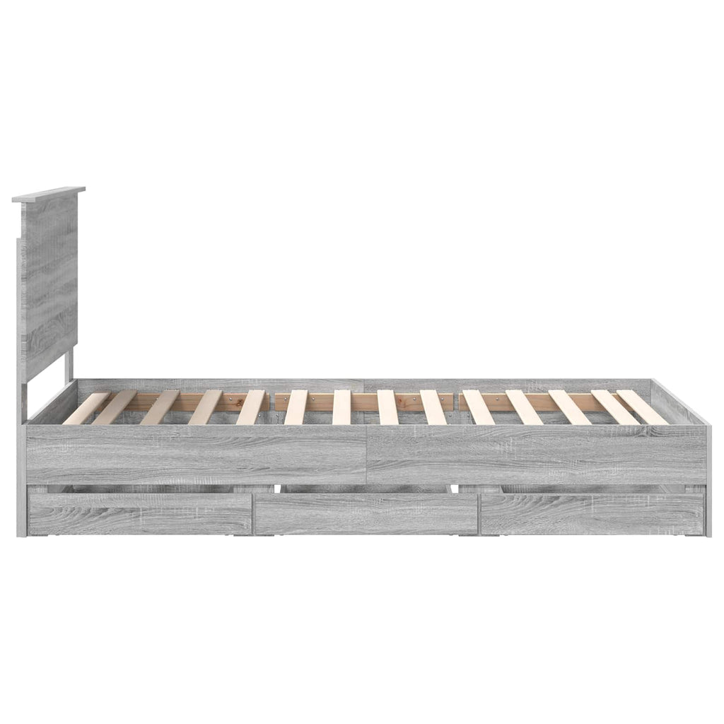 vidaXL Ramka łóżka Szary Sonoma 100 x 200 cm Drewno inżynieryjne