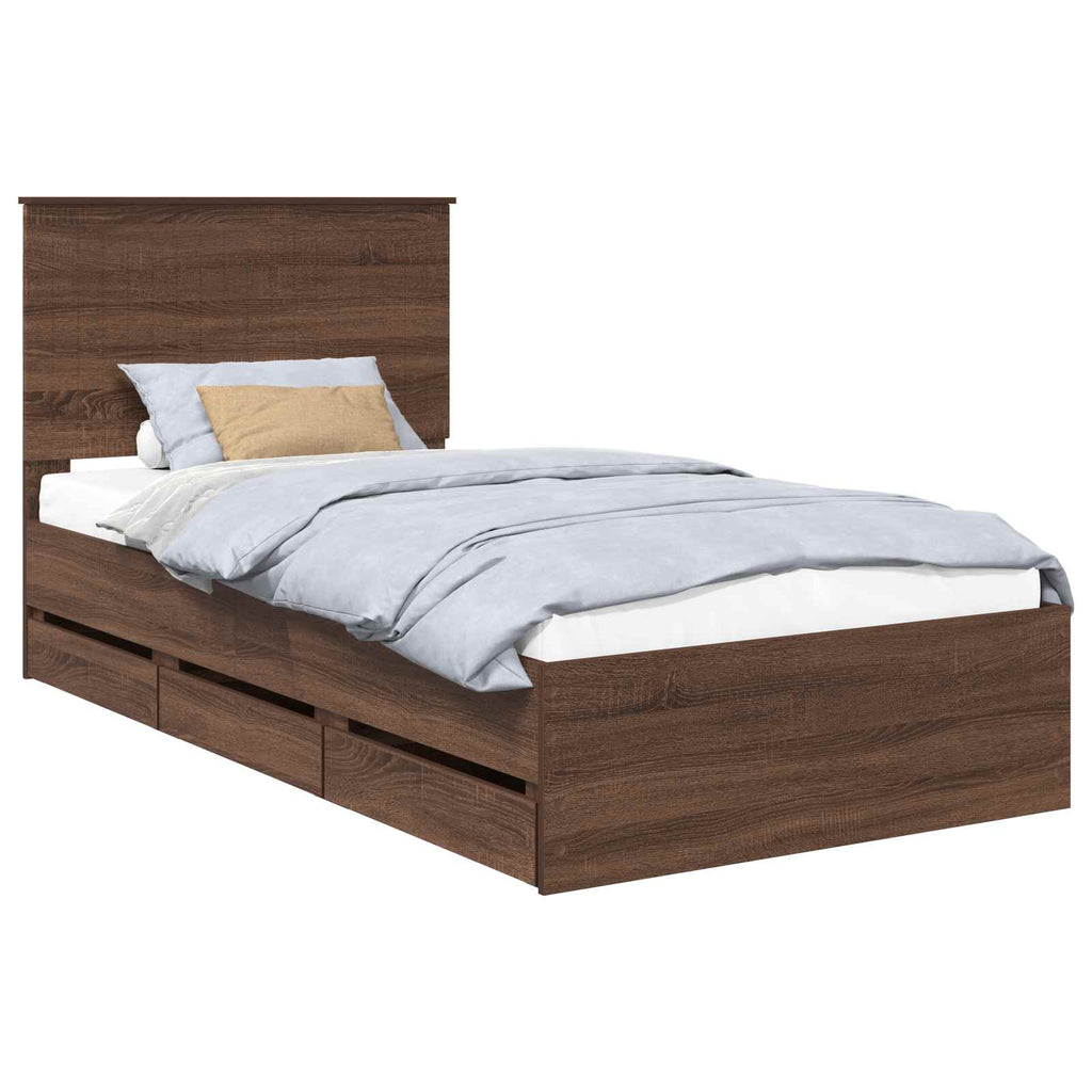 vidaXL Ramka łóżka Brązowy dąb 100 x 200 cm Drewno inżynieryjne