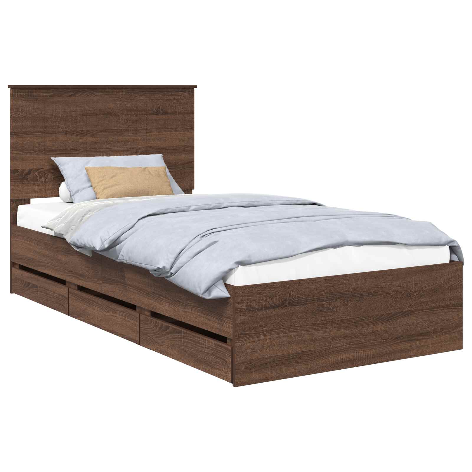 vidaXL Ramka łóżka Brązowy dąb 100 x 200 cm Drewno inżynieryjne