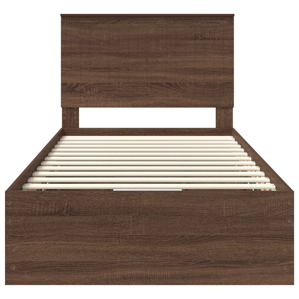 vidaXL Ramka łóżka Brązowy dąb 100 x 200 cm Drewno inżynieryjne