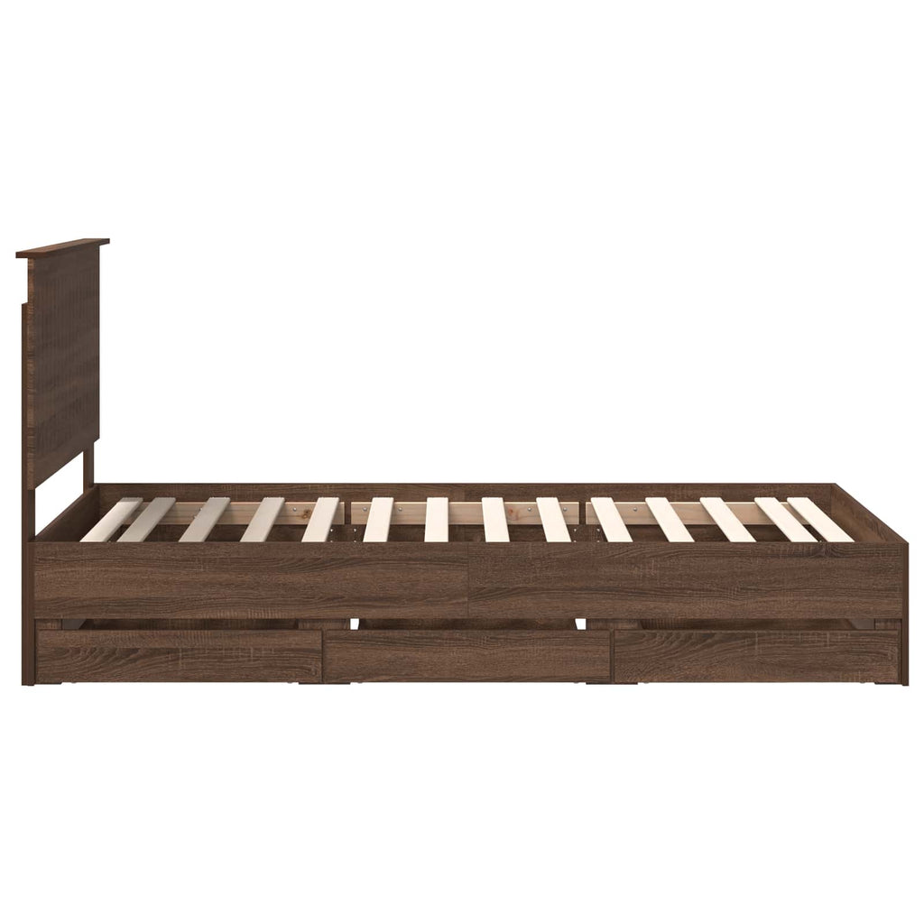 vidaXL Ramka łóżka Brązowy dąb 100 x 200 cm Drewno inżynieryjne
