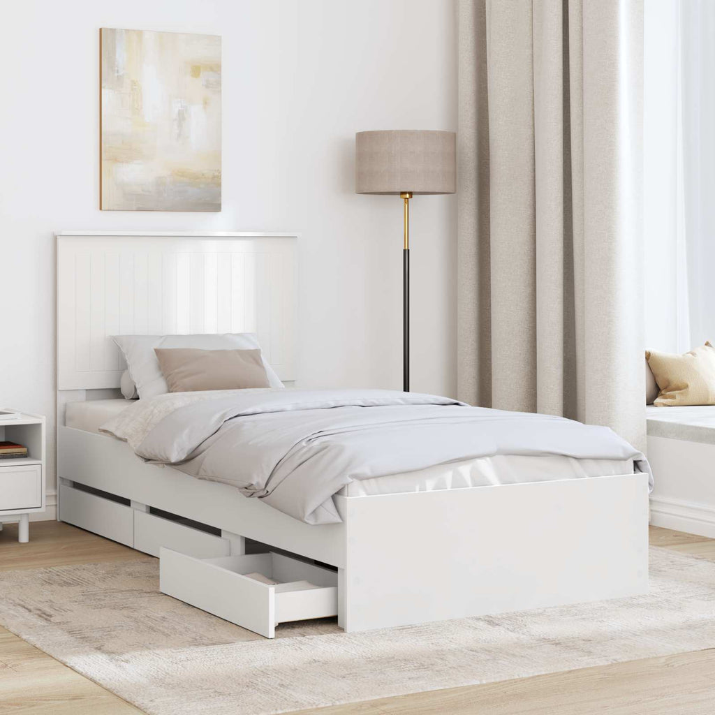 vidaXL Ramka łóżka z szufladą Biały 90 x 200 cm Drewno inżynieryjne