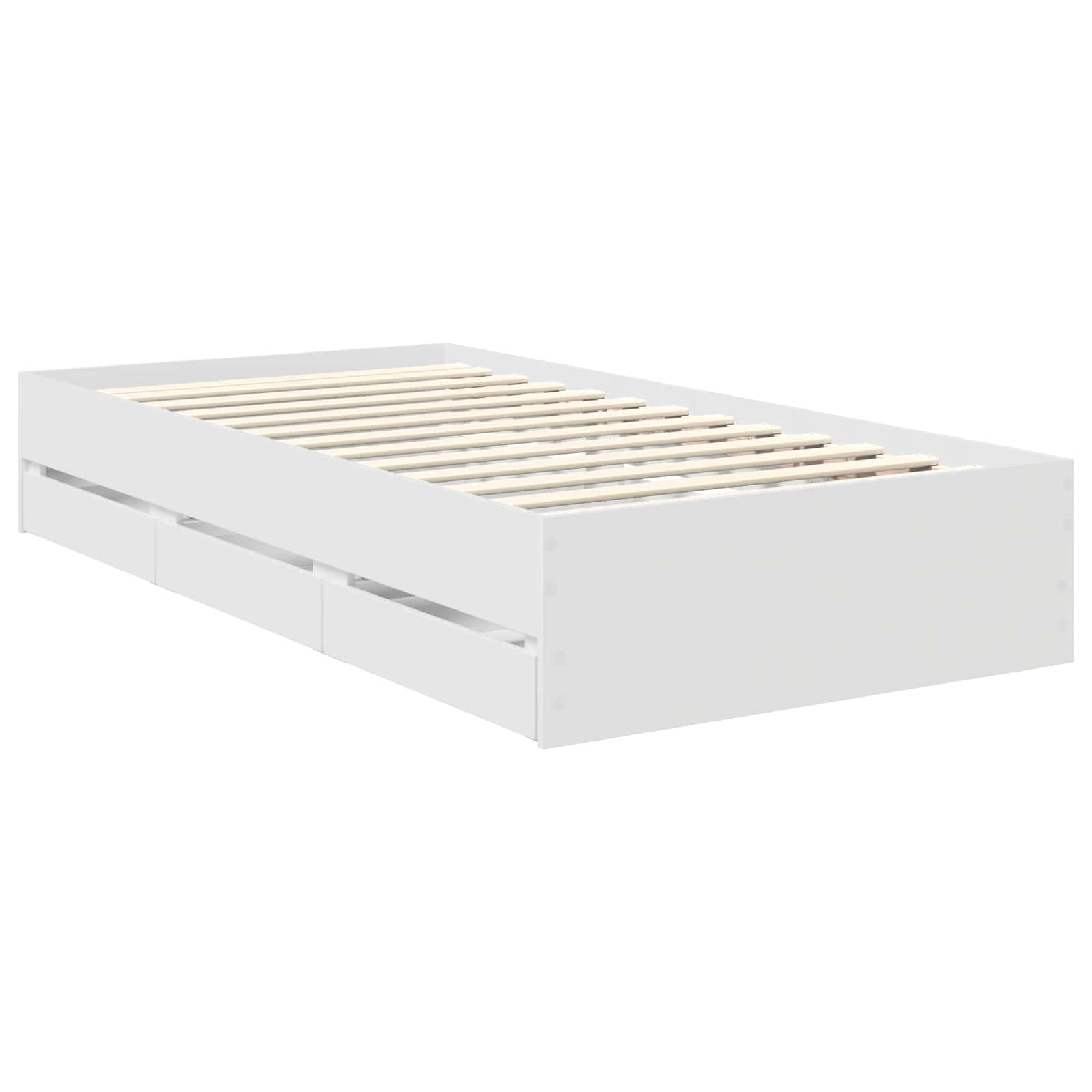 vidaXL Ramka łóżka z szufladą Biały 90 x 200 cm Drewno inżynieryjne