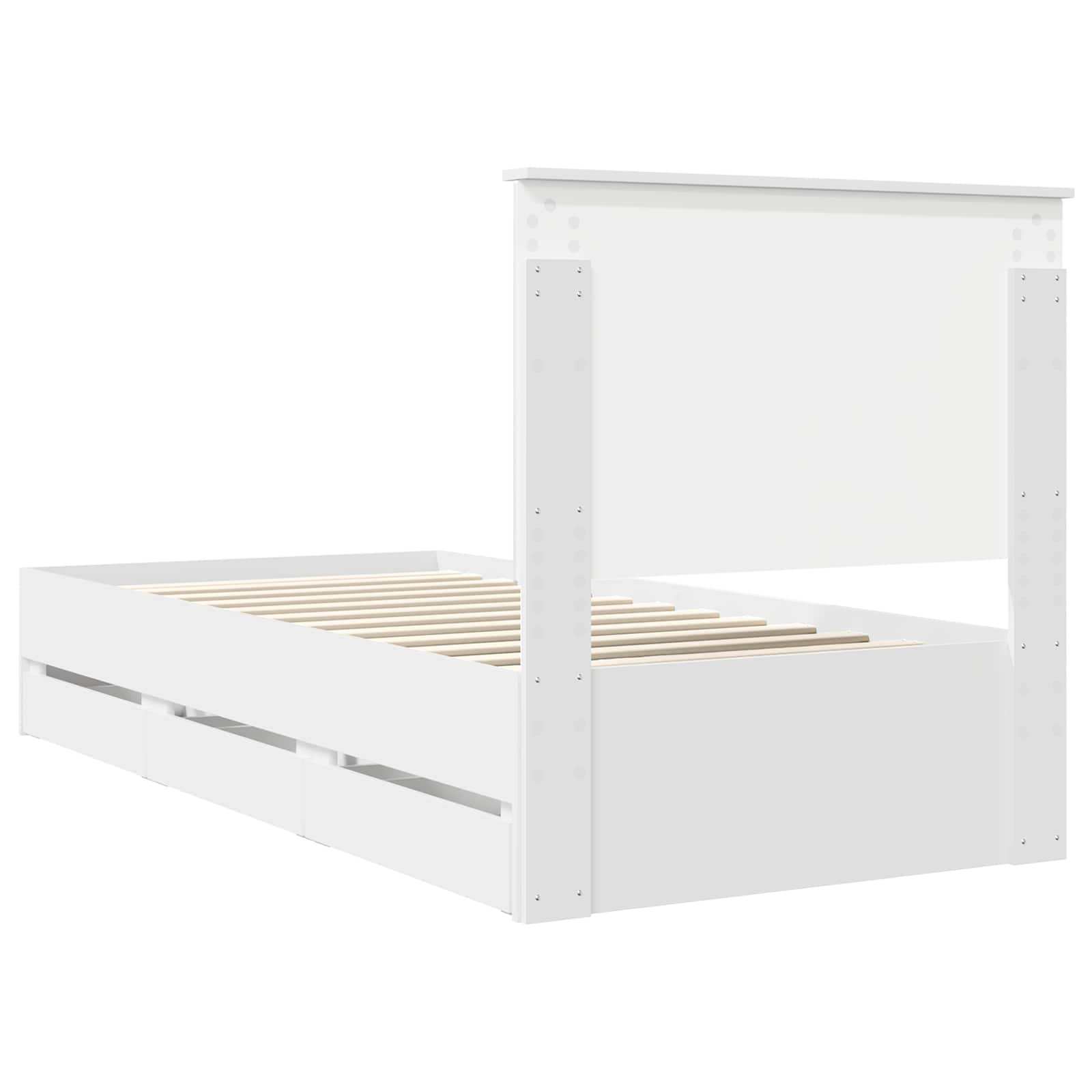 vidaXL Ramka łóżka z szufladą Biały 90 x 200 cm Drewno inżynieryjne