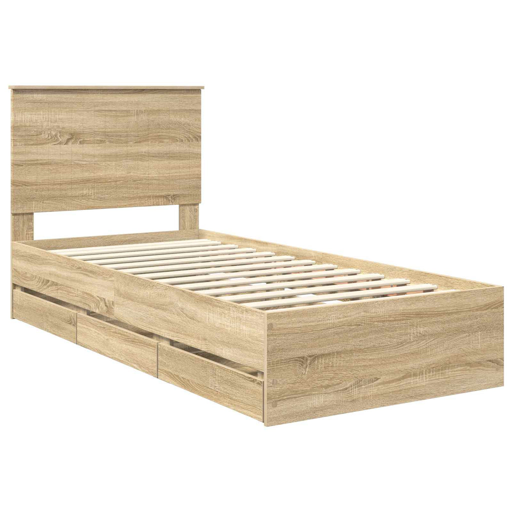 vidaXL Ramka łóżka Dąb Sonoma 90 x 200 cm Drewno inżynieryjne