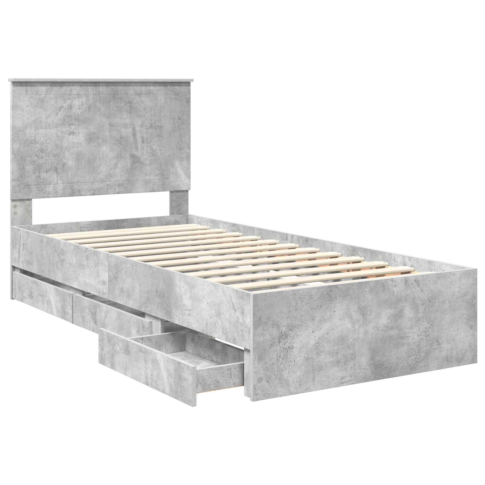 vidaXL Ramka łóżka Betonowy szary 90 x 200 cm Drewno inżynieryjne