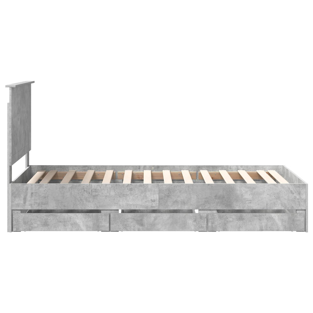 vidaXL Ramka łóżka Betonowy szary 90 x 200 cm Drewno inżynieryjne