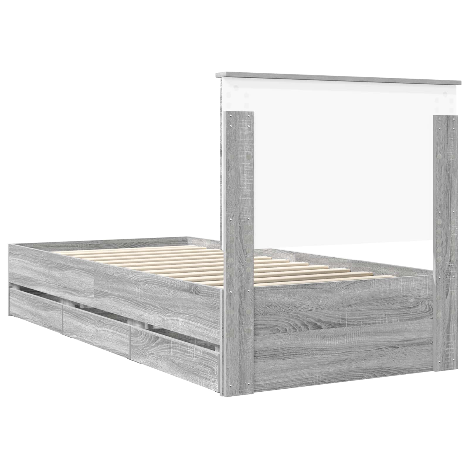vidaXL Ramka łóżka Szary Sonoma 90 x 200 cm Drewno inżynieryjne